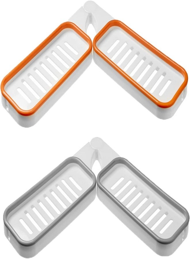 MEXONIC Wall Mounted Countertop Corner Dual Purpose Shelf, 180 Degree Rotation Corner Shower Shelves, Bathroom Corner Punch Free Rack Shampoo Storage Rack Holder with Suction Cup (Orange) - Image 1